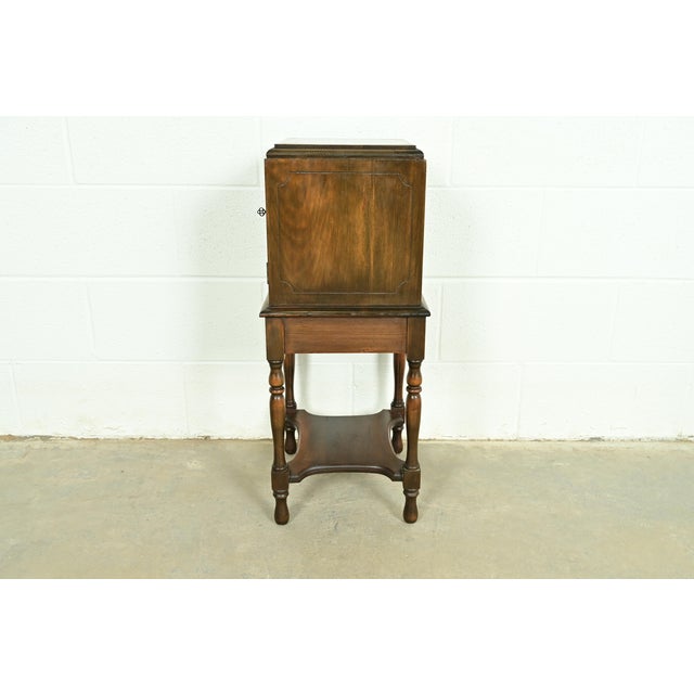 Berkey & Gay Style Antique English Tudor Carved Walnut Smoker's Stand, Circa 1920s For Sale - Image 10 of 12