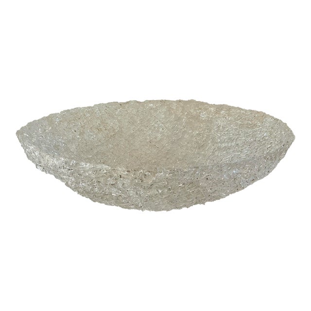 Contemporary Italian Venetian-Style Webbed Glass Bowl For Sale
