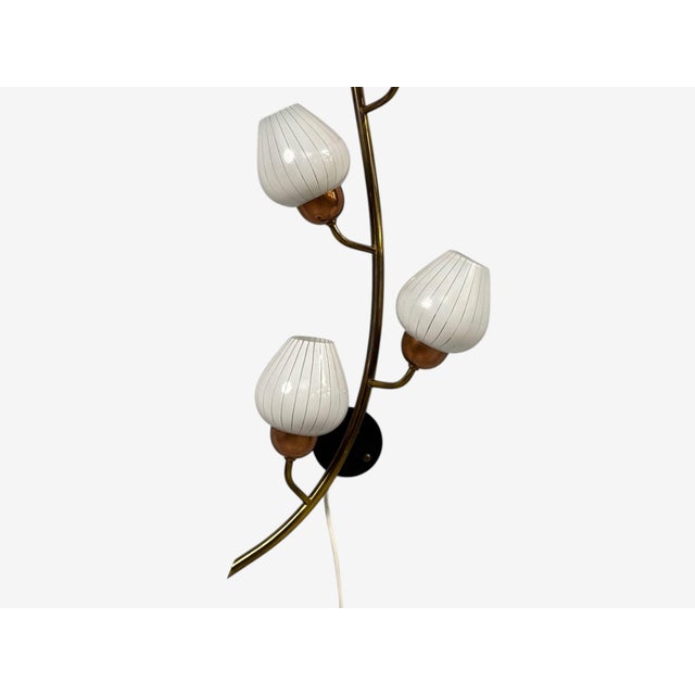Brass 1940s Mid-Century Modern, Astra, Monumental Floral Sconces, Copper, Brass, Glass - a Pair For Sale - Image 8 of 14