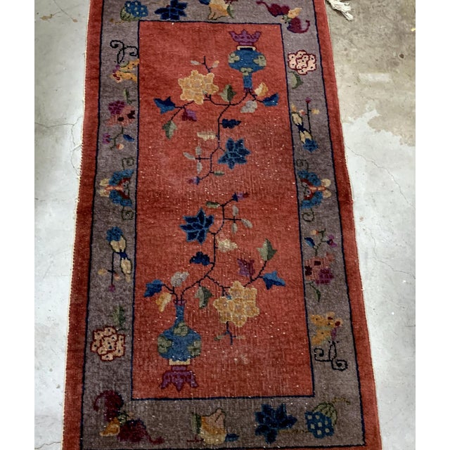 1920s, Handmade Antique Art Deco Chinese Rug 2.1' X 4.3' For Sale - Image 4 of 7