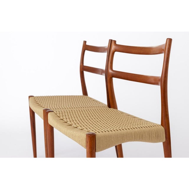 Set of Teak Dining Chairs with Papercord Seats by Søren Ladefoged, 1960s For Sale - Image 5 of 10