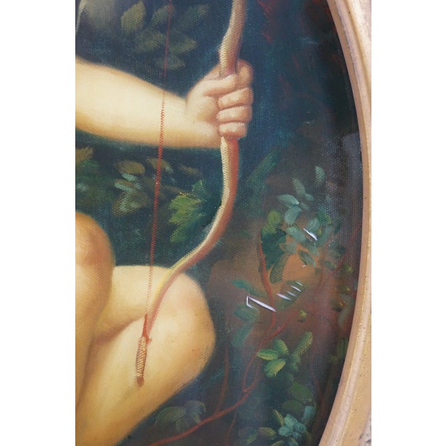 Beige Late 20th Century Cupid's Arrows Oil on Board Painting After Leon Bazille Perrault For Sale - Image 8 of 11