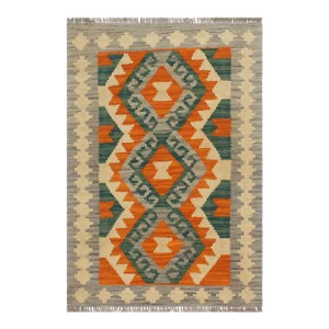 1990s Tribal Kilim Rust Purple Wool Rug - 2'2" X 3'0"