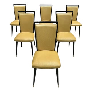 1940s French Art Deco Ebony Macassar Dining Chairs - Set of 6 For Sale