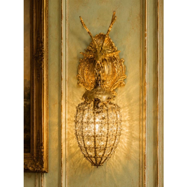 Late 20c French Louis XVI Gilt Bronze Sconces Wall Lamps - Pair For Sale - Image 4 of 16