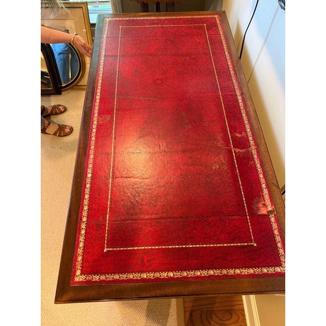Wood Three Piece Pedestal Desk For Sale - Image 7 of 9