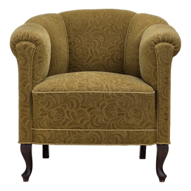 Vintage Danish Relax Chair in Light Green Furniture Wool, 1950s For Sale