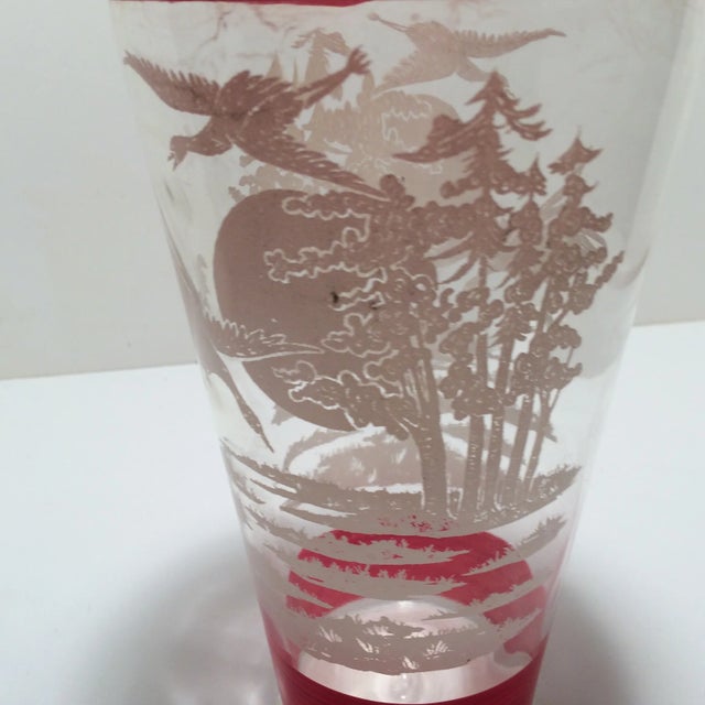 Vintage Glass Hand Painted Asian Vase With Birds For Sale - Image 9 of 12