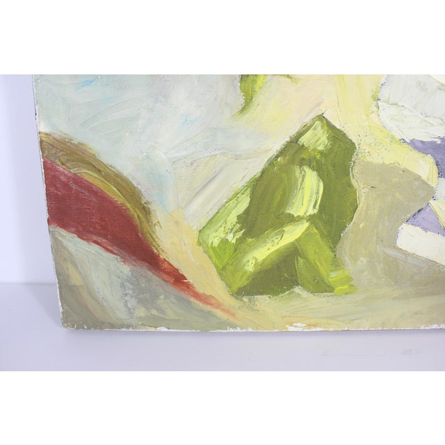 Abstract Vintage Abstract Floral Oil Painting Signed by Artist J Holbrook For Sale - Image 3 of 13
