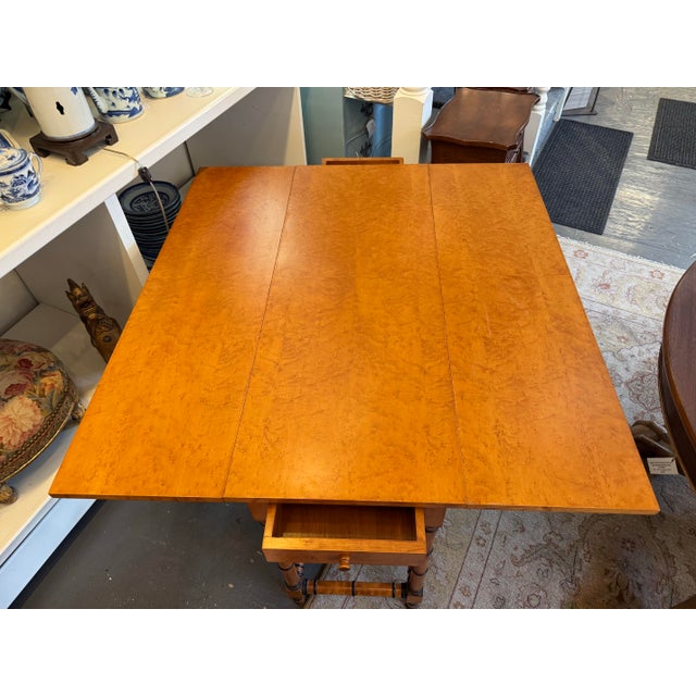 Vintage Birds Eye Maple Drop Leaf Table For Sale - Image 11 of 11