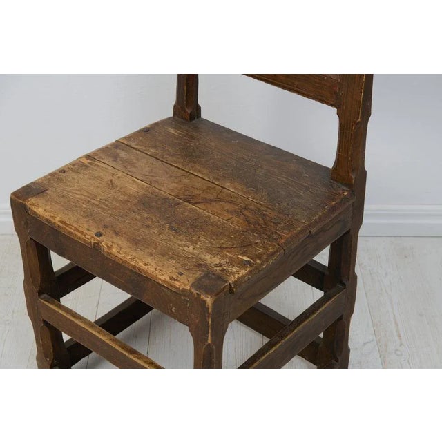 Brown Large Antique Swedish Baroque Brown Pine Chair For Sale - Image 8 of 11