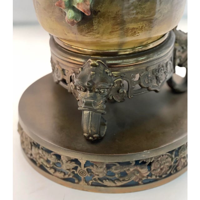 19th C. Over-Scale Lamp W/3-Dimensional Floral Details & Orientalist Bronze Mounts For Sale - Image 11 of 13