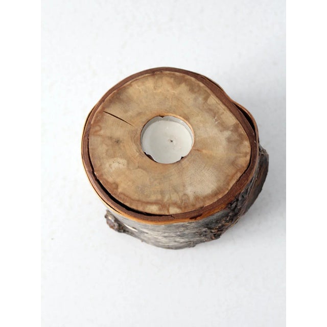 Vintage Birch Log Tea Candle Holder For Sale - Image 9 of 10
