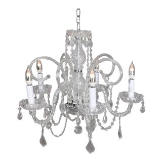 Italian Cut Chrystal and Chrome Scroll Form Chandelier, 20th Century For Sale