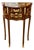 French-Style Demilune Side Table – Three Small Drawers With Floral Marquetry & Gilded Details For Sale