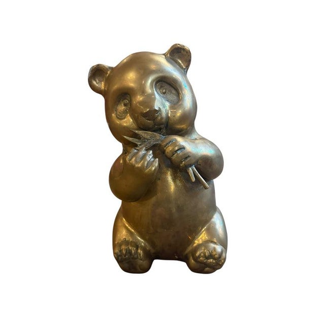 MCM Brass Panda Statue Figurine For Sale - Image 4 of 17