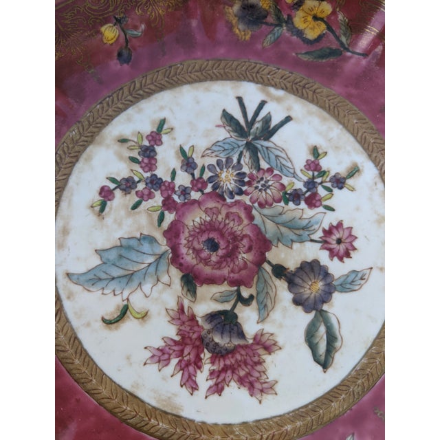 Vintage Chinoiserie Botanical Flower Ceramic Porcelain Plates- A Pair For Sale In Charlotte - Image 6 of 10