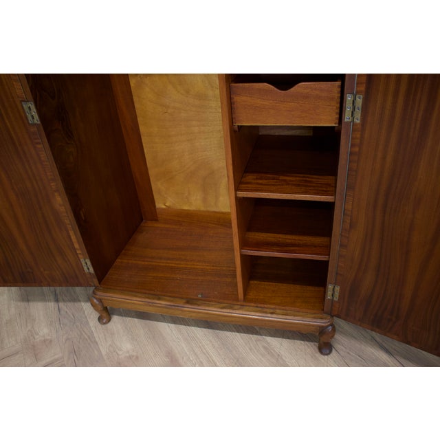 Vintage Art Deco Burr Walnut Compact Wardrobe, 1930s For Sale - Image 9 of 10