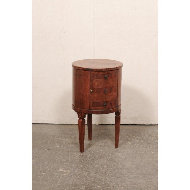 Brown Mid 20th Century French Cylindrical Wooden Side Chest For Sale - Image 8 of 9