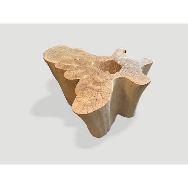 Andrianna Shamaris Amorphous Bleached Teak Wood Table For Sale - Image 4 of 5