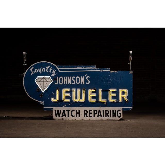 Vintage "Johnson's Jeweler-Watch Repairing" Double-Sided Neon Sign For Sale In Chicago - Image 6 of 17