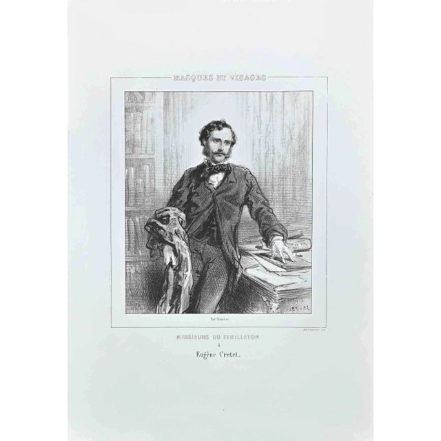 Messieurs Du Feuilleton (Portrait of Eugène Cretet) is a lithograph on ivory-colored paper, realized by the French...