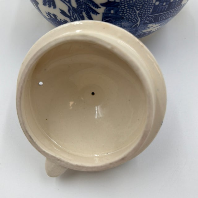 Vintage Japanese Blue & White Willow Transferware Teapot For Sale - Image 4 of 12
