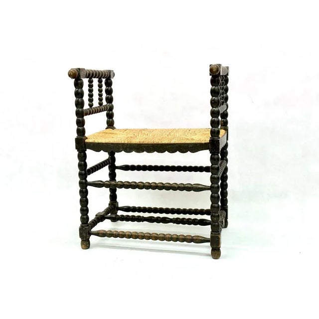 19th Century Dutch Jacobean Style Ebonised Oak Bobbin Bench For Sale - Image 3 of 11