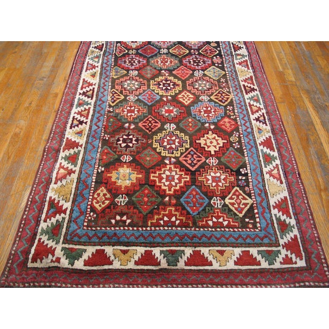 Tribal 1880s Brown Geometric Tribal Caucasian Kazak Rug 3'6" X 6'3" Handknotted Wool Carpet For Sale - Image 3 of 5