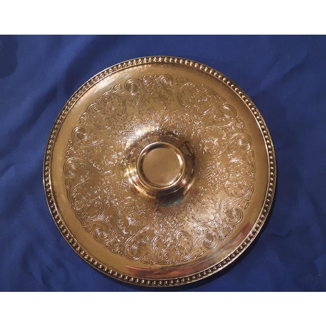Excellent Condition Vintage Wm Rogers 866 Ornate Etched Silverplate Serving Tray For Sale - Image 4 of 4