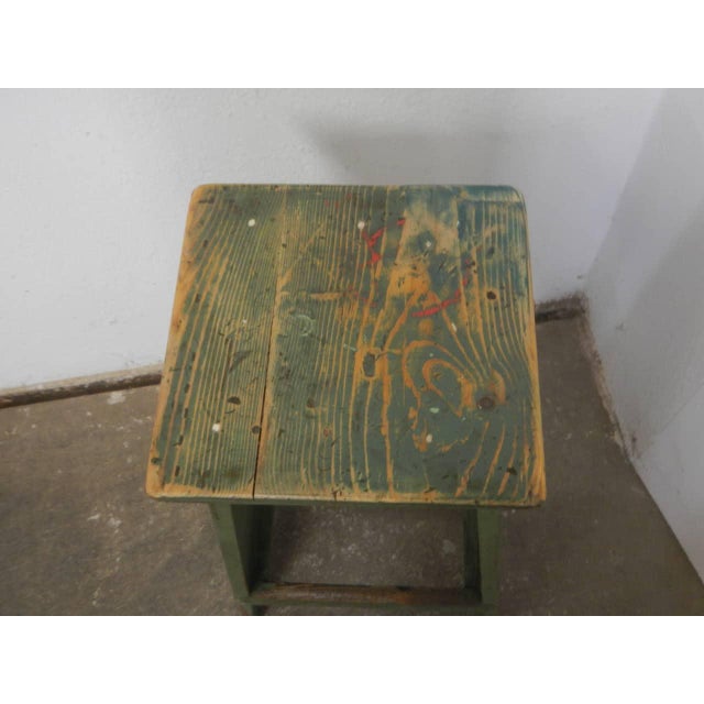 Wood Vintage Fir Wood Stool, 1970 For Sale - Image 7 of 10