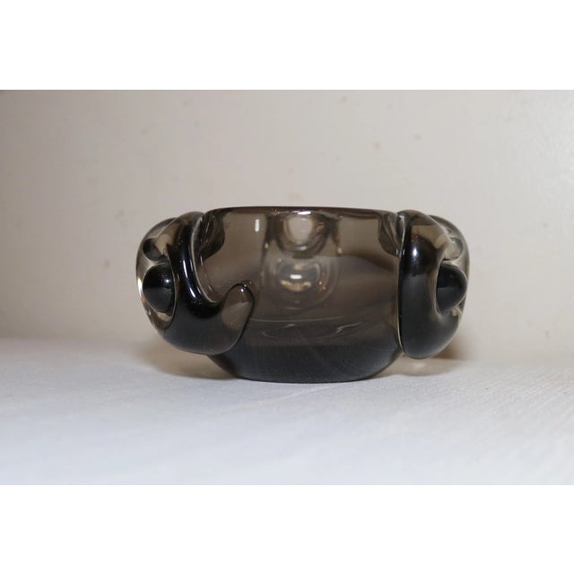 1970s Vintage Hand Blown Murano Smokey Quartz Art Glass Cigarette Cigar Ashtray Italy For Sale - Image 5 of 11