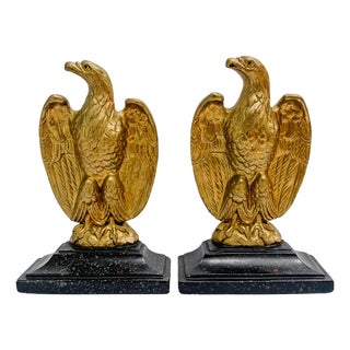 Vintage Borghese Federal Gilt Plaster Eagle Bookends For Sale