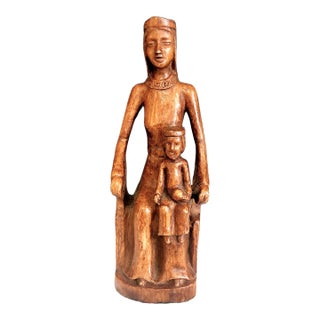 Madonna and Child Sedes Sapientiae “Throne of Wisdom” Devotional Wood Statue For Sale