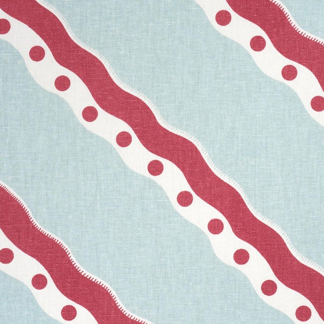 Contemporary SAMPLE - Schumacher Rousseau Stripe Fabric In Rouge & Sky For Sale - Image 3 of 5