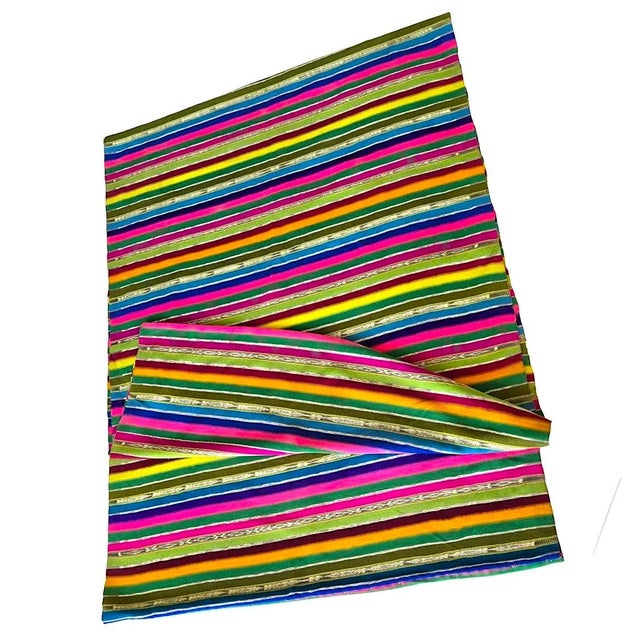 Vintage Guatemalan Textile in Bright Colors With Jaspe Ikat Detail, Just Over 5 Yards For Sale - Image 9 of 14