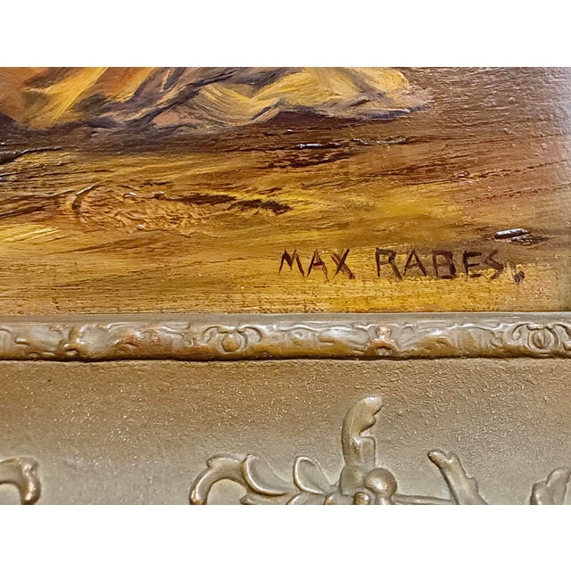 Brown Max Rabes -Old Patriarch Reading the Koran to a Young Man-Orientalist Oil Painting For Sale - Image 8 of 9