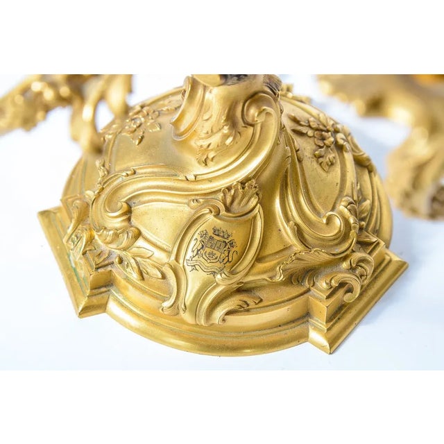 Pair Bouillotte Lamps, Red Tole Shades, French (1852-1870) For Sale - Image 4 of 18