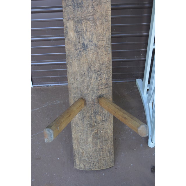 Handcrafted 96" Long Wooden Backless Bench Seat W/ Log Style Legs For Sale - Image 11 of 15