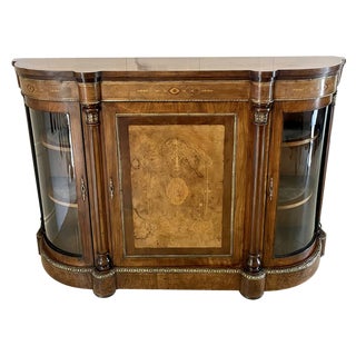 Victorian Burr Walnut Inlaid Credenza, 1860s For Sale