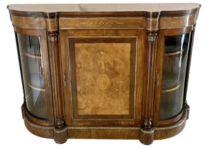 Victorian Burr Walnut Inlaid Credenza, 1860s