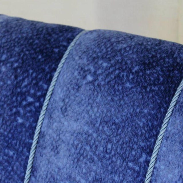 Wood Art Deco Blue Velvet Armchair in Beech Wood, France, 1920s For Sale - Image 7 of 14