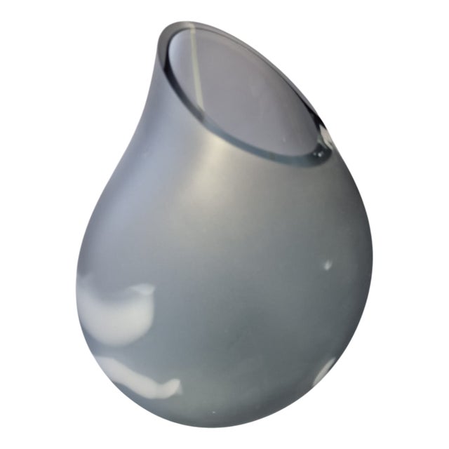 Murano Blown Satin Glass Vase with White Veins, 2000s For Sale