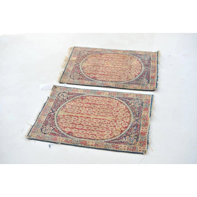 Raspberry Red 1930s Weeping Willow Tree of Life Rug Mats - A Pair, 1.9 x 2.6 For Sale - Image 8 of 11