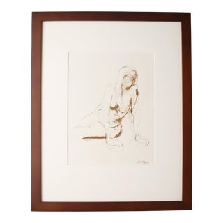 Seated Twist Original Ink Nude Figure Pen and Ink Drawing For Sale