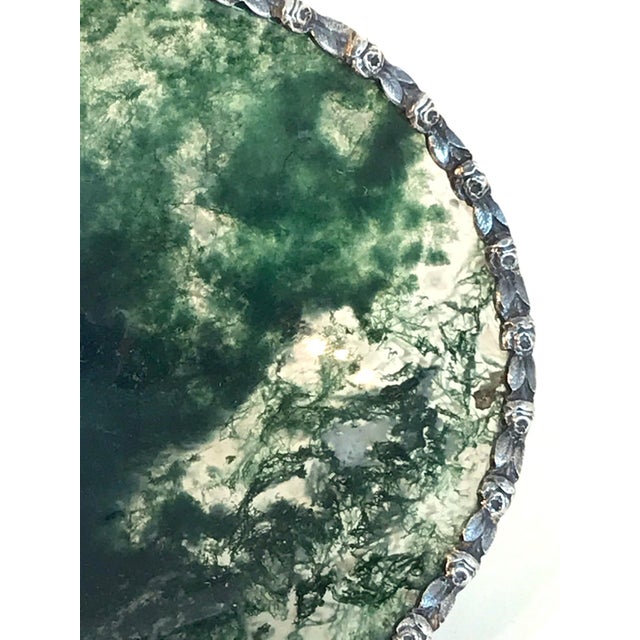 Exquisite Moss Agate Pedestal Bowl with Silver Mounts, Unmarked, Early 20th C. For Sale - Image 12 of 12