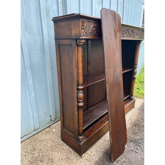 Wood Neoclassical Style Tiger Oak Open Bookcase With 3 Shelves. 19th Century For Sale - Image 7 of 11