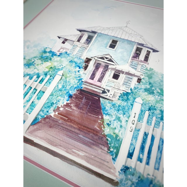 Original watercolor painting by American artist Jerry Baum, titled “The Seaside” and dated 1991. This large-scale work...