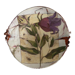 Studio Pottery Botanical Painted Lilly CenterpiecBowl, Artist Signed
