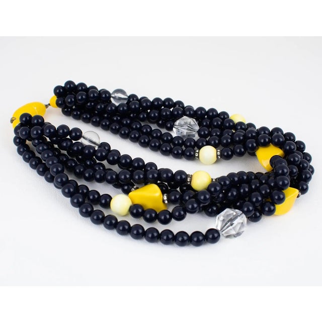 Angela Caputi Black and Yellow Multi-Strand Resin Choker Necklace For Sale In Atlanta - Image 6 of 10